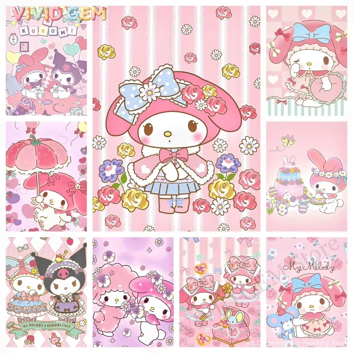 Photo Mosaic Print - Peinture au diamant My Melody Sanrio,